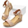DREAM PAIRS Women’s Open Toe Buckle Ankle Strap Platform Wedge Sandals Women 2025(Nude/Pu)