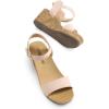DREAM PAIRS Women’s Open Toe Buckle Ankle Strap Platform Wedge Sandals Women 2025(Nude-suede)