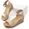 DREAM PAIRS Women’s Open Toe Buckle Ankle Strap Platform Wedge Sandals Women 2025(Nude-suede)