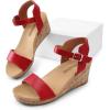 DREAM PAIRS Women’s Open Toe Buckle Ankle Strap Platform Wedge Sandals Women 2025(Red/Pu)
