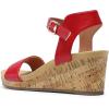 DREAM PAIRS Women’s Open Toe Buckle Ankle Strap Platform Wedge Sandals Women 2025(Red/Pu)