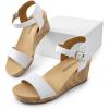 DREAM PAIRS Women’s Open Toe Buckle Ankle Strap Platform Wedge Sandals Women 2025(White/Pu)
