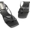 DREAM PAIRS Women’s kitten Low Strappy Lace Up Heels Open Square Toe Thong Ankle Strap Heels Sexy Fashion Comfort Dress Shoes Party Sylvestra Pumps Heeled Sandals(Black-pu)