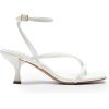 DREAM PAIRS Women’s kitten Low Strappy Lace Up Heels Open Square Toe Thong Ankle Strap Heels Sexy Fashion Comfort Dress Shoes Party Sylvestra Pumps Heeled Sandals(White-pu)