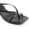 DREAM PAIRS Women’s kitten Low Strappy Lace Up Heels Open Square Toe Thong Ankle Strap Heels Sexy Fashion Comfort Dress Shoes Party Sylvestra Pumps Heeled Sandals(Black-pu)