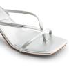DREAM PAIRS Women’s kitten Low Strappy Lace Up Heels Open Square Toe Thong Ankle Strap Heels Sexy Fashion Comfort Dress Shoes Party Sylvestra Pumps Heeled Sandals(Silver-pu)