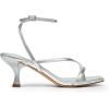 DREAM PAIRS Women’s kitten Low Strappy Lace Up Heels Open Square Toe Thong Ankle Strap Heels Sexy Fashion Comfort Dress Shoes Party Sylvestra Pumps Heeled Sandals(Silver-pu)