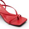DREAM PAIRS Women’s kitten Low Strappy Lace Up Heels Open Square Toe Thong Ankle Strap Heels Sexy Fashion Comfort Dress Shoes Party Sylvestra Pumps Heeled Sandals(Red-pu)