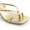 DREAM PAIRS Women’s kitten Low Strappy Lace Up Heels Open Square Toe Thong Ankle Strap Heels Sexy Fashion Comfort Dress Shoes Party Sylvestra Pumps Heeled Sandals(Gold-pu)
