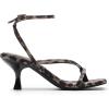 DREAM PAIRS Women’s kitten Low Strappy Lace Up Heels Open Square Toe Thong Ankle Strap Heels Sexy Fashion Comfort Dress Shoes Party Sylvestra Pumps Heeled Sandals(Leopard)