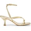 DREAM PAIRS Women’s kitten Low Strappy Lace Up Heels Open Square Toe Thong Ankle Strap Heels Sexy Fashion Comfort Dress Shoes Party Sylvestra Pumps Heeled Sandals(Gold-pu)
