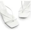 DREAM PAIRS Women’s kitten Low Strappy Lace Up Heels Open Square Toe Thong Ankle Strap Heels Sexy Fashion Comfort Dress Shoes Party Sylvestra Pumps Heeled Sandals(White-pu)