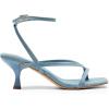 DREAM PAIRS Women’s kitten Low Strappy Lace Up Heels Open Square Toe Thong Ankle Strap Heels Sexy Fashion Comfort Dress Shoes Party Sylvestra Pumps Heeled Sandals(Denim Blue)