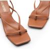 DREAM PAIRS Women’s kitten Low Strappy Lace Up Heels Open Square Toe Thong Ankle Strap Heels Sexy Fashion Comfort Dress Shoes Party Sylvestra Pumps Heeled Sandals(Brown-pu)