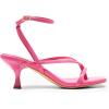 DREAM PAIRS Women’s kitten Low Strappy Lace Up Heels Open Square Toe Thong Ankle Strap Heels Sexy Fashion Comfort Dress Shoes Party Sylvestra Pumps Heeled Sandals(Hot Pink-pu)