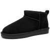 DREAM PAIRS Ankle Winter Mini Boots for Women Genuine Suede Faux Fur Lining Water Resistant Warm Snow Boots Slip On Memory Foam Comfort Booties FuzzyClassic(Black)