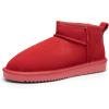 DREAM PAIRS Ankle Winter Mini Boots for Women Genuine Suede Faux Fur Lining Water Resistant Warm Snow Boots Slip On Memory Foam Comfort Booties FuzzyClassic(Red)