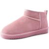 DREAM PAIRS Ankle Winter Mini Boots for Women Genuine Suede Faux Fur Lining Water Resistant Warm Snow Boots Slip On Memory Foam Comfort Booties FuzzyClassic(Pink)