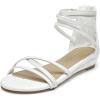 DREAM PAIRS Girls Ankle Strap Flat Sandals Summer Dressy Strappy Gladiator Rhinestones Platform Low Heels Shoes(White)