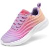 DREAM PAIRS Girls Boys Shoes Kids Tennis Sparkle Glitter Lace up Athletic Running Sneakers(Purple/Orange)