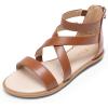 DREAM PAIRS Girls Gladiator Sandals with Zipper Strappy Sandals Toddler/Little Kid/Big Kid(Brown)