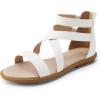 DREAM PAIRS Girls Gladiator Sandals with Zipper Strappy Sandals Toddler/Little Kid/Big Kid(Matte White)