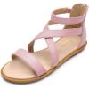 DREAM PAIRS Girls Gladiator Sandals with Zipper Strappy Sandals Toddler/Little Kid/Big Kid(Pink)