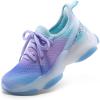 DREAM PAIRS Girls Slip-On Sneakers Kids Sparkle Pop Lightweight Jelly Sole Walking Shoes(Purple/Blue)