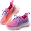 DREAM PAIRS Girls Slip-On Sneakers Kids Sparkle Pop Lightweight Jelly Sole Walking Shoes(Purple/Orange)