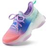 DREAM PAIRS Girls Slip-On Sneakers Kids Sparkle Pop Lightweight Jelly Sole Walking Shoes(Rainbow/Blue)