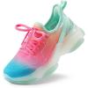 DREAM PAIRS Girls Slip-On Sneakers Kids Sparkle Pop Lightweight Jelly Sole Walking Shoes(Rainbow/Green)
