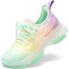 DREAM PAIRS Girls Slip-On Sneakers Kids Sparkle Pop Lightweight Jelly Sole Walking Shoes(Rainbow/Yellow)