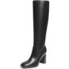 DREAM PAIRS Knee High Boots for Women Square Toe Gogo Chunky Heel with Side Zip(Black)