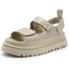 DREAM PAIRS Platform Wedges Sandals for Women Chunky Open Toe Dress Walking Comfortable Flat Sandals for Summer(Beige)