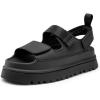 DREAM PAIRS Platform Wedges Sandals for Women Chunky Open Toe Dress Walking Comfortable Flat Sandals for Summer(Black)