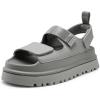 DREAM PAIRS Platform Wedges Sandals for Women Chunky Open Toe Dress Walking Comfortable Flat Sandals for Summer(Grey)