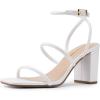 DREAM PAIRS Women Heels Chunky Square Open Toe Strappy Ankle Strap Block High Heeled Sandals for Dressy Wedding Comfortable Shoes(White)