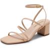DREAM PAIRS Womens Block Heels 2 inch Strappy Square Toe Dressy Chunky Low Heeled Sandals for Party Wedding Evening(Nude-pu)