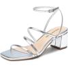 DREAM PAIRS Womens Block Heels 2 inch Strappy Square Toe Dressy Chunky Low Heeled Sandals for Party Wedding Evening(Silver-metallic)