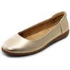 DREAM PAIRS Women’s Comfortable Ballet Dressy Work Flats, Round Toe Slip on Office Shoes(Gold)