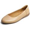 DREAM PAIRS Women’s Comfortable Ballet Dressy Work Flats, Round Toe Slip on Office Shoes(Nude)