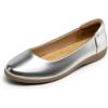 DREAM PAIRS Women’s Comfortable Ballet Dressy Work Flats, Round Toe Slip on Office Shoes(Silver)