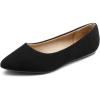 DREAM PAIRS Women’s Dress Pointed Toe Flats Ballet Comfort Soft Slip On Casual Flat Shoes for Work Office Business(Black-nubuck)