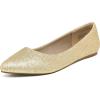 DREAM PAIRS Women’s Dress Pointed Toe Flats Ballet Comfort Soft Slip On Casual Flat Shoes for Work Office Business(Gold/Glitter)