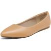 DREAM PAIRS Women’s Dress Pointed Toe Flats Ballet Comfort Soft Slip On Casual Flat Shoes for Work Office Business(Nude Pu)