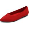DREAM PAIRS Women’s Dress Pointed Toe Flats Ballet Comfort Soft Slip On Casual Flat Shoes for Work Office Business(Red-knit)