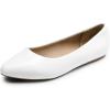 DREAM PAIRS Women’s Dress Pointed Toe Flats Ballet Comfort Soft Slip On Casual Flat Shoes for Work Office Business(White/Pu)