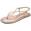 DREAM PAIRS Women’s Flat Sandals Fashion Rhinestone Flat Sandals with Ankle Strap for Summers Dress Casual(Champagne)