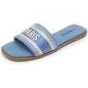 DREAM PAIRS Women’s Flat Sandals Slip On Slides Sandals Square Open Toe Jacquard Braided Fashion Slides Casual Beach Slippers for Summer(Denim-canvas)