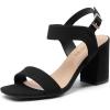 DREAM PAIRS Women’s High Chunky Heels Square Toe Block Ankle Strap Dress Comfort Sandals(Black-nubuck)